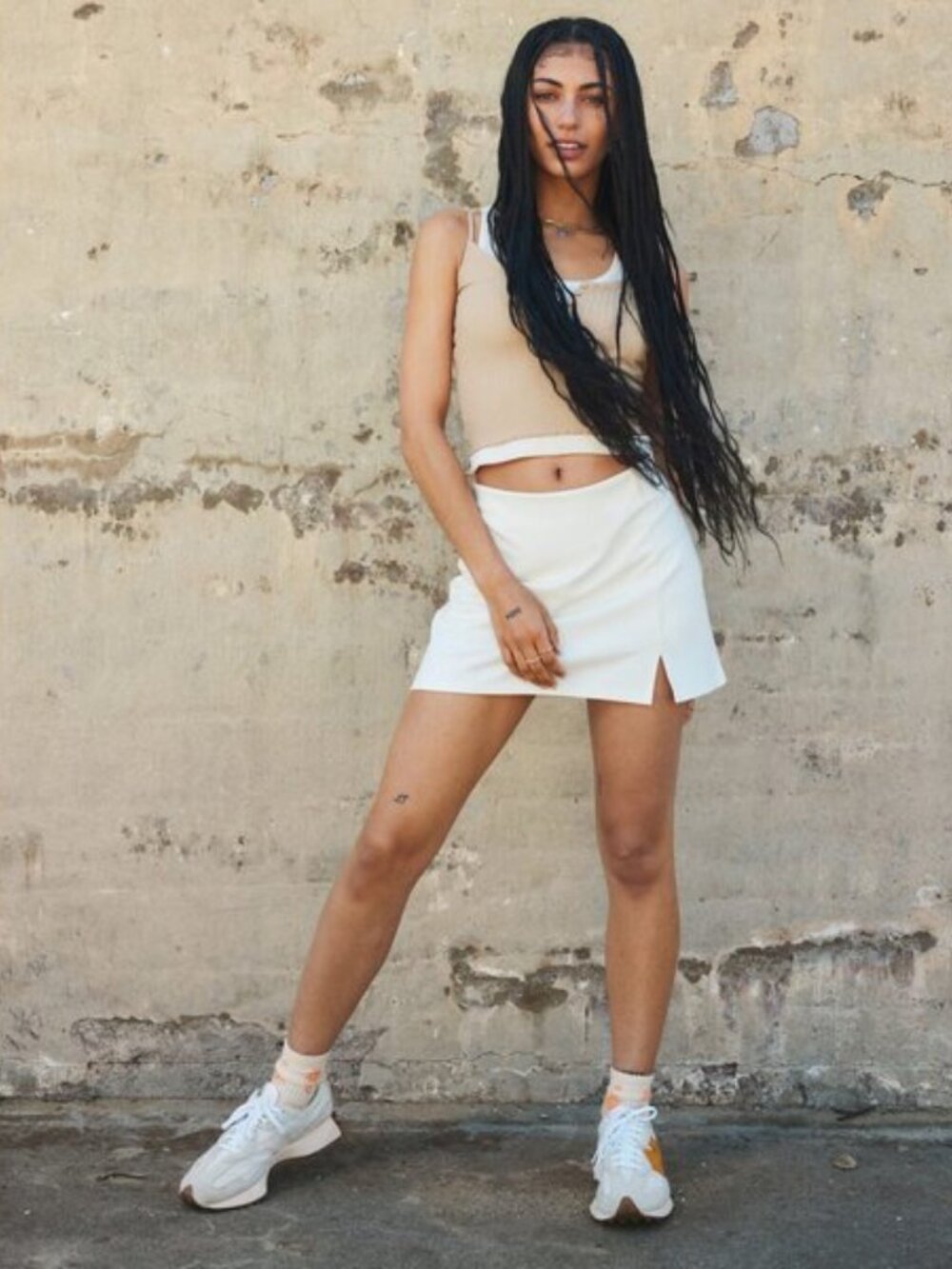 NWOT American Eagle Cream High Waisted It Knit Skirt Skort